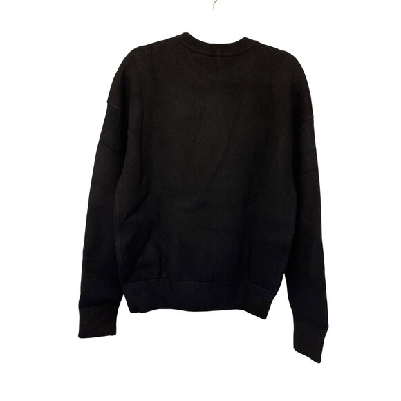 The Kooples Mens Black Knitted Wool Blend Crewneck Sweater W/Crest Patch Size M - Picture 2 of 4
